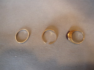 Ｋ１８指輪　Ｋ１８色石指輪　古いプラチナリング