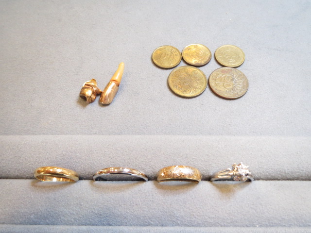プラチナダイヤリング　１８金リング　金歯